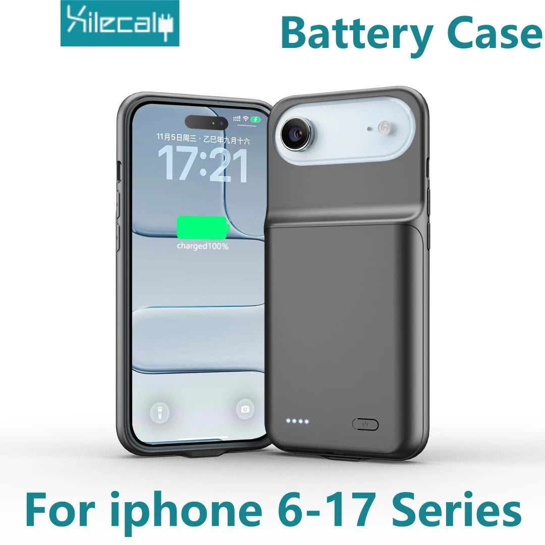 Portable Battery Case for iPhone 17 16 Pro Max 15Pro 13 14 12 mini Charging Case Battery Pack For iphone 7 8 6s SE 2 3